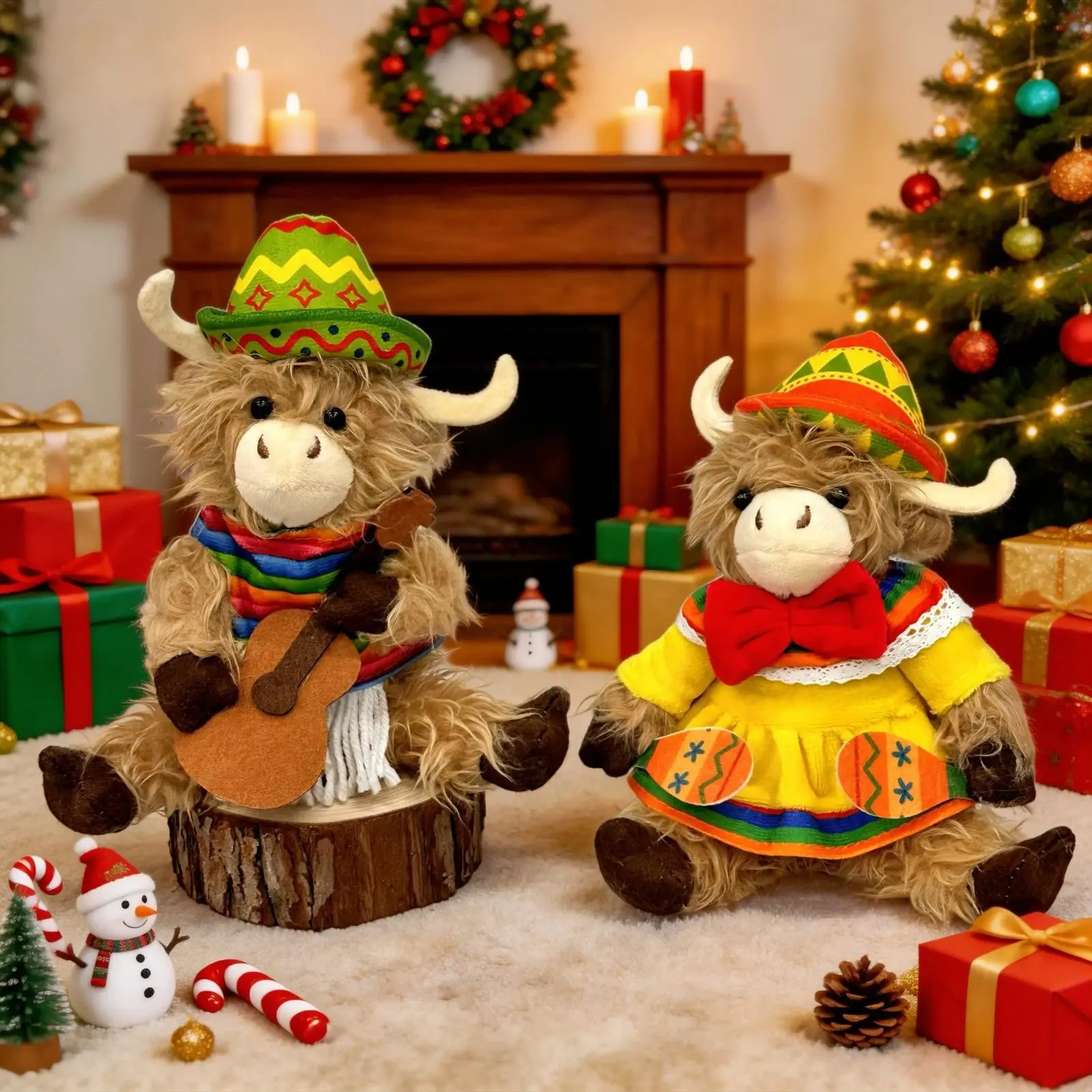 Highland Cow Plush Toy, Long Hair Cow Doll, Christmas Holiday Decorative Ornament, Festive Decoration, Perfect Gift Idea