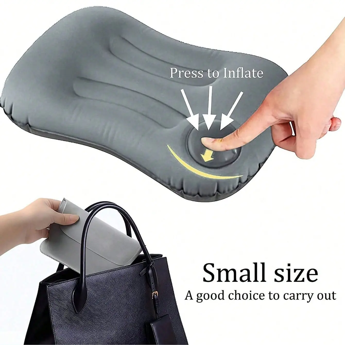 Portable Fabric Inflatable Pillow, Lightweight Bed Pillow, Foldable Travel Pillow, Travel Accessory, Camping Desk Cushion, Backpack Hiking Support, Camping Accessories
