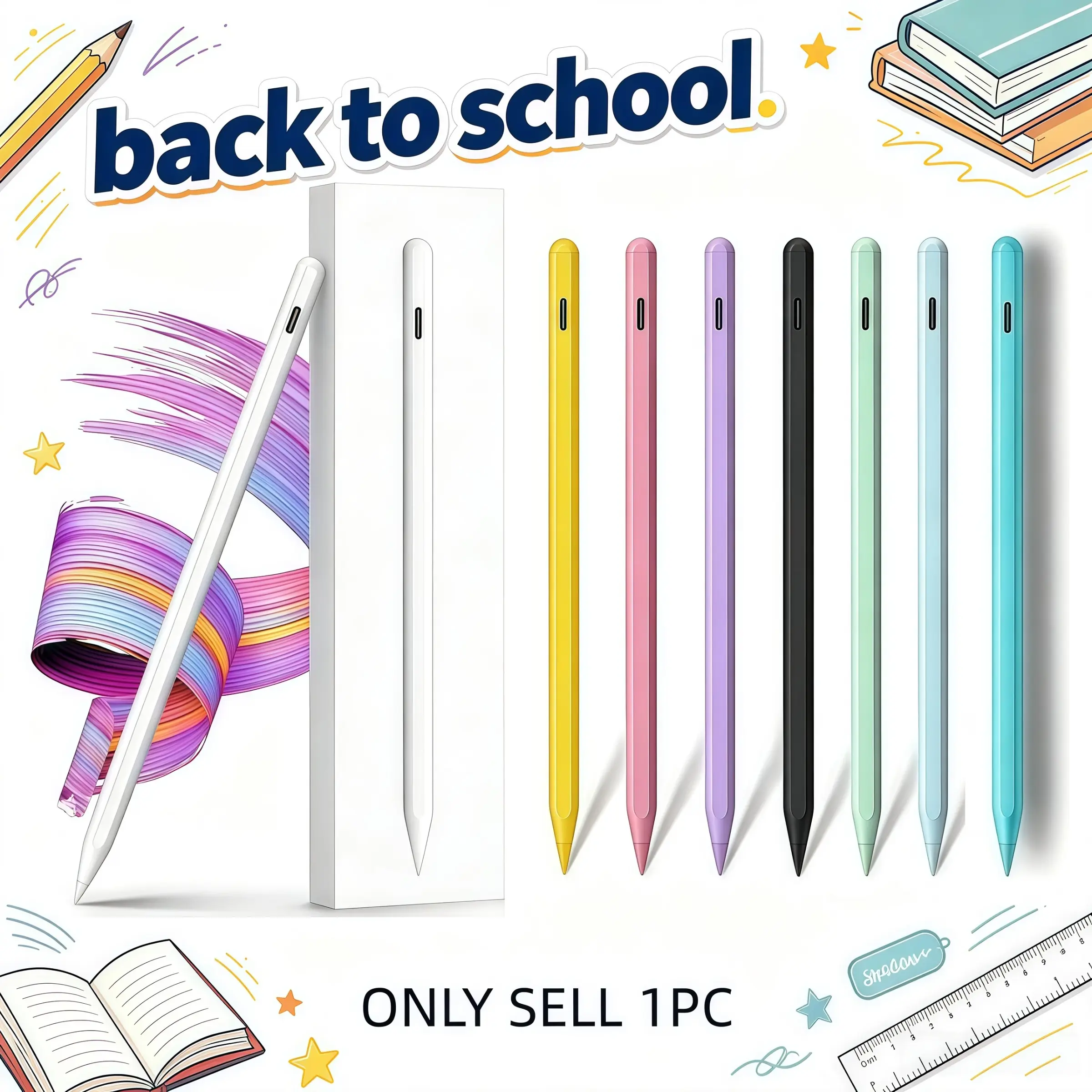 New Apple Compatible iPad Tablet Stylus, Fast Charging Writing Touch Pen, Supports Tilt Sensitivity, Magnetic Attachment, Anti-Mistouch Design, for iPad Gen 6-10, Pro, Air, Mini Series, Digital Stylus