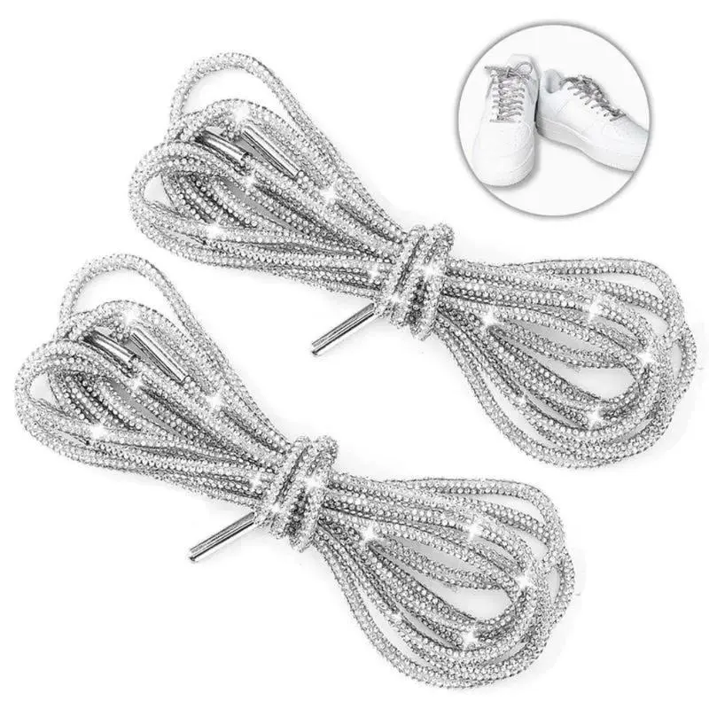 2-Pack Glitter Rope Laces – Rhinestone Fashion Drawstrings for Shoes, Hoodies & Trunks, Long 47in Sparkly Cords for DIY Styling & Daily Accessories