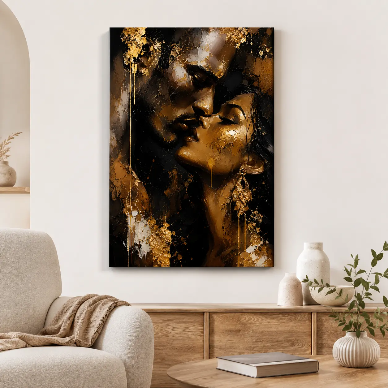 2D Flat, 1pc Close up of African American for Man and Woma Perfect for Living Room, Bedroom, Bathroom, Hallway, Office, Bar, Cafe and Restaurant Canvas Poster Decoration. Ideal Gift for Thanksgiving, Halloween, Christmas, New Year's Day