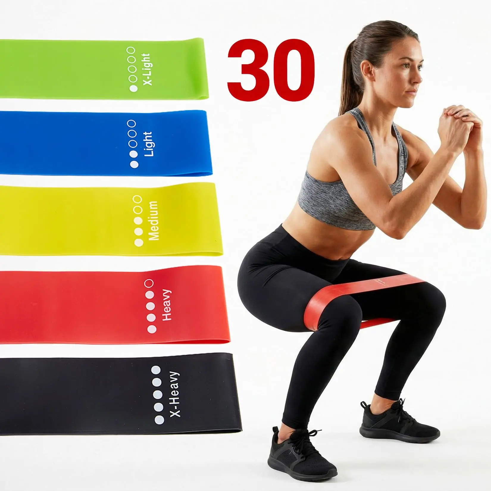 Resistance Bands Set 20/30 Pack, Exercise Bands for Working Out, TPE Elastic Workout Bands for Strength Training, Stretching, Pilates, Yoga, Physical Therapy, Home Gym Equipment for Women Men