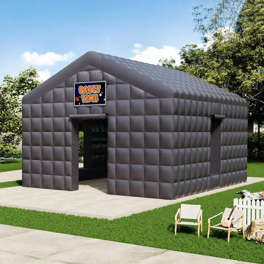 Large Black Inflatable Nightclub Tent Adults Black Inflatable Night Club Gazebo With Pavilion Rest Area Side Doors & Logo Area Party Tent Birthday Backyard Events Outdoor Event Shelter