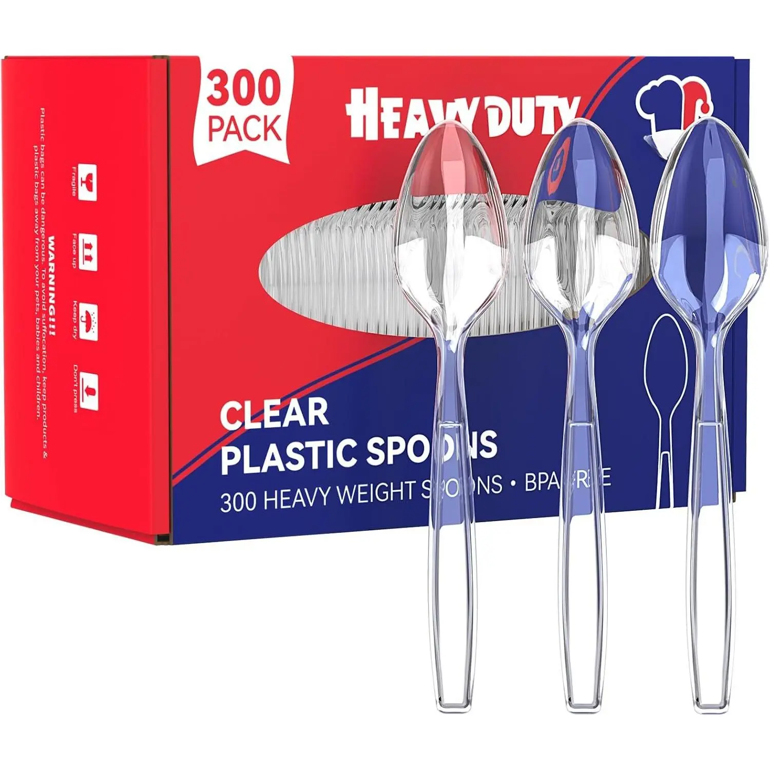 300 Count Clear Plastic Teaspoons Heavy Duty, 6.54" Heat Resistant Solid and Durable Plastic Teaspoons Disposable, Disposable Bulk Cutlery Suitable for Parties  Events Everyday Use