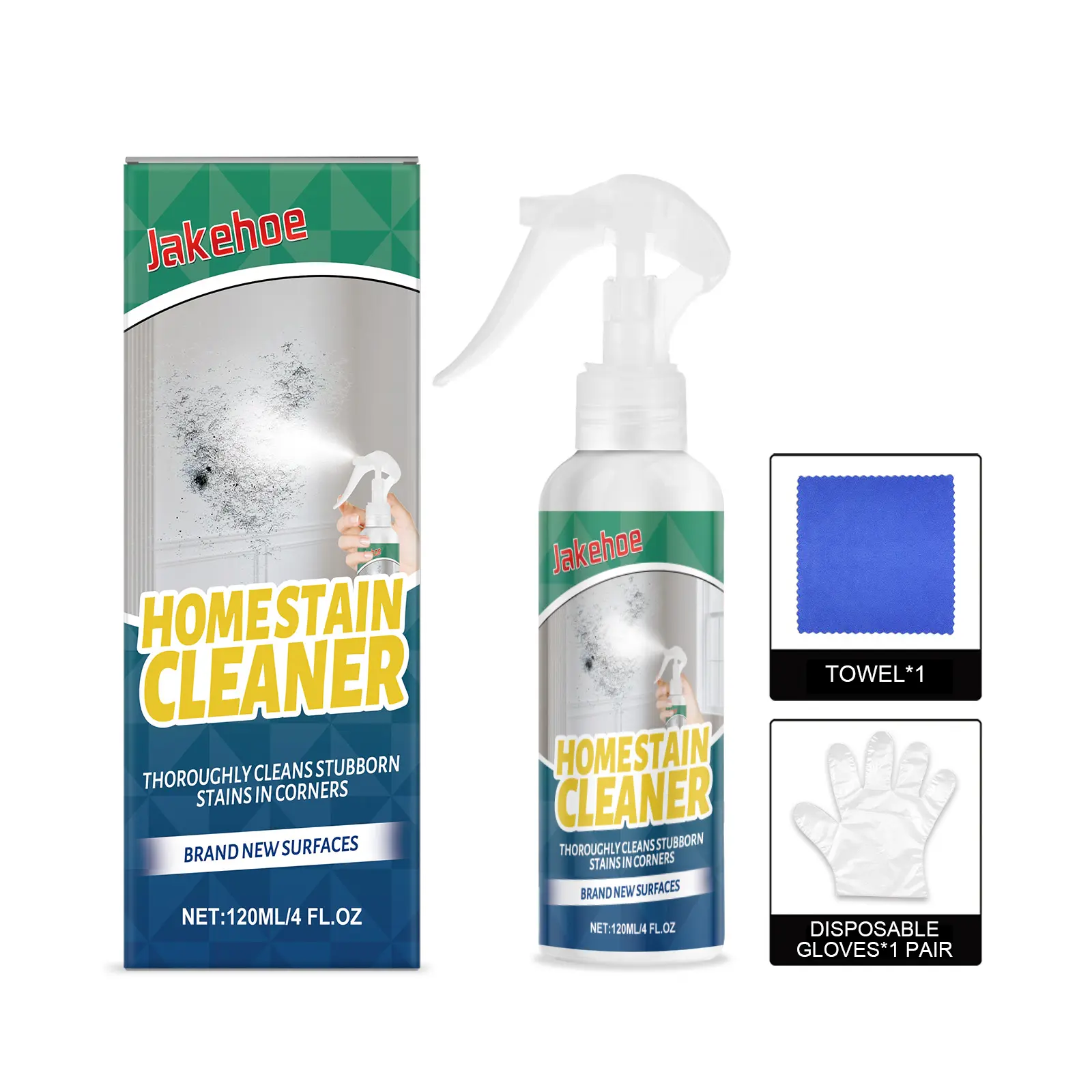 Jakehoe Household Stain Remover Cleaner - Universal Use with EDTA Disodium, Time-Saving, Labor-Saving, Effective for Kitchen/Bath/Office Home Care