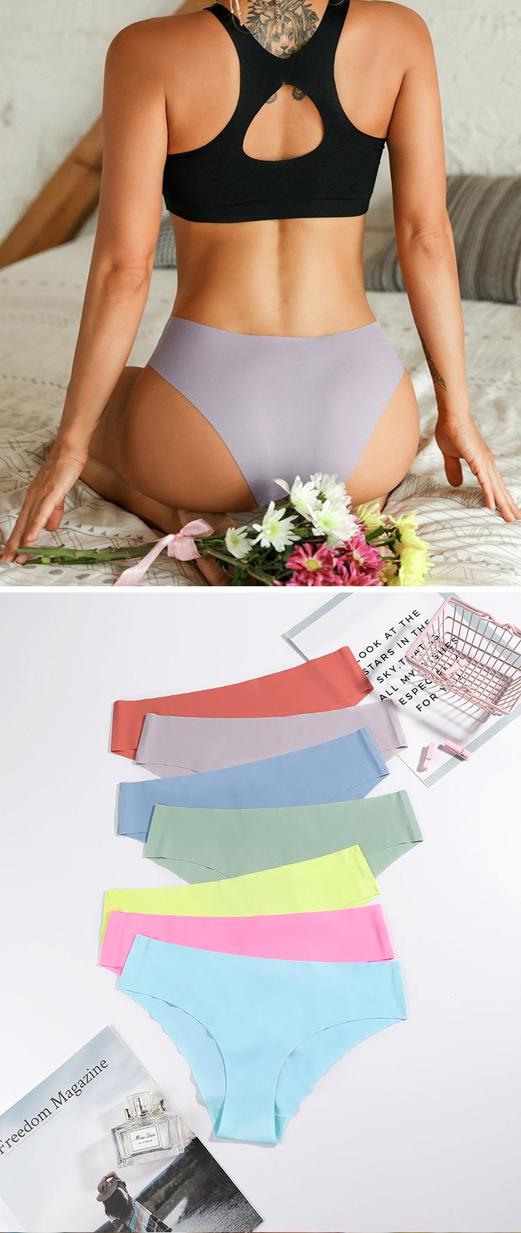 Seamless ice silk one-piece girls' panties, European and American plus-size pure cotton crotch breathable women's briefs