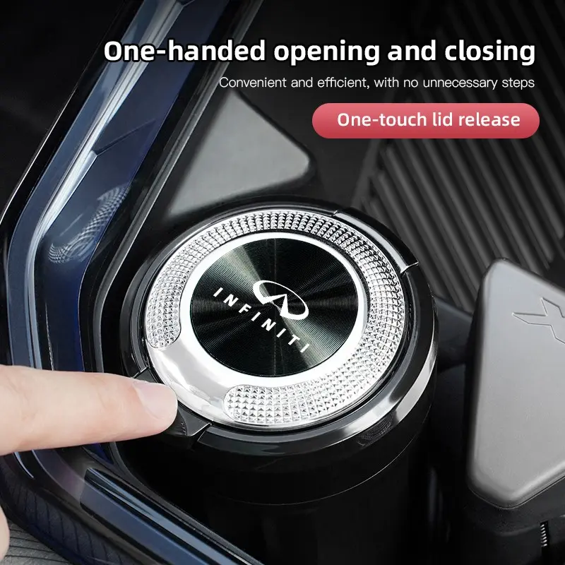 Car Ashtray LED Light Ceramics Inner Liner Ash Tray For Infiniti QX80 QX60 Q50 Q60 QX50 Q30 Q70 QX65 QX55 QX30 QX70 Q70L EX FX JX Car Essentials