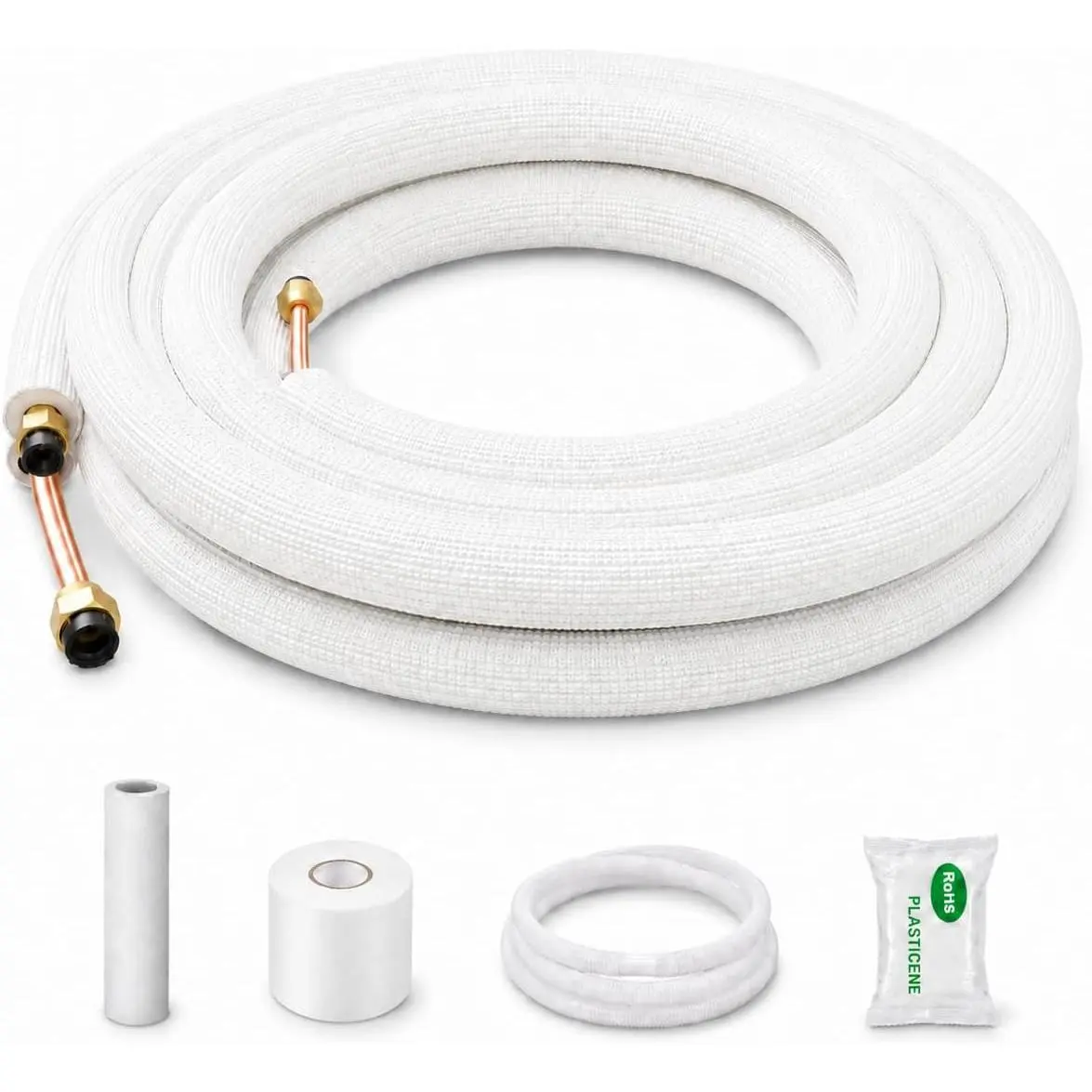 Gaomon 16FT Mini Split Line Set, 1/4" & 3/8" O.D Copper Tubing, Triple-Layer Insulation, Full Accessories Included, 16ft Length Fit for Air Conditioner, Heat Pump, HVAC Systems