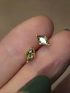 1 pair of fashionable cubic zirconia minimalist style olive green earrings mini delicate girl earrings