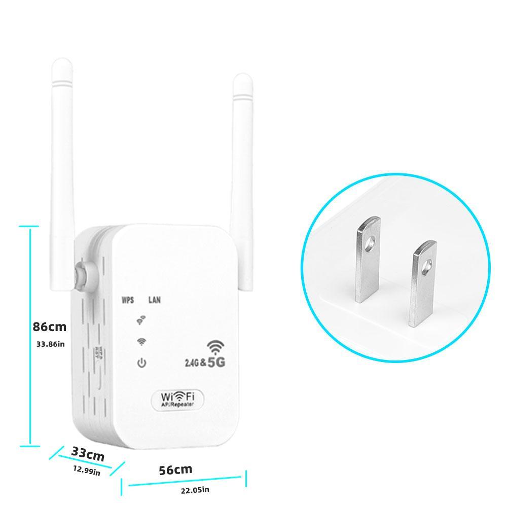 WiFi Extender Internet Signal Booster, 2.4&5g Wireless Repeater, 6000 Sq.ft Coverage, Ethernet Port, 1-Key Setup, Long Range for Home, 35 Devices