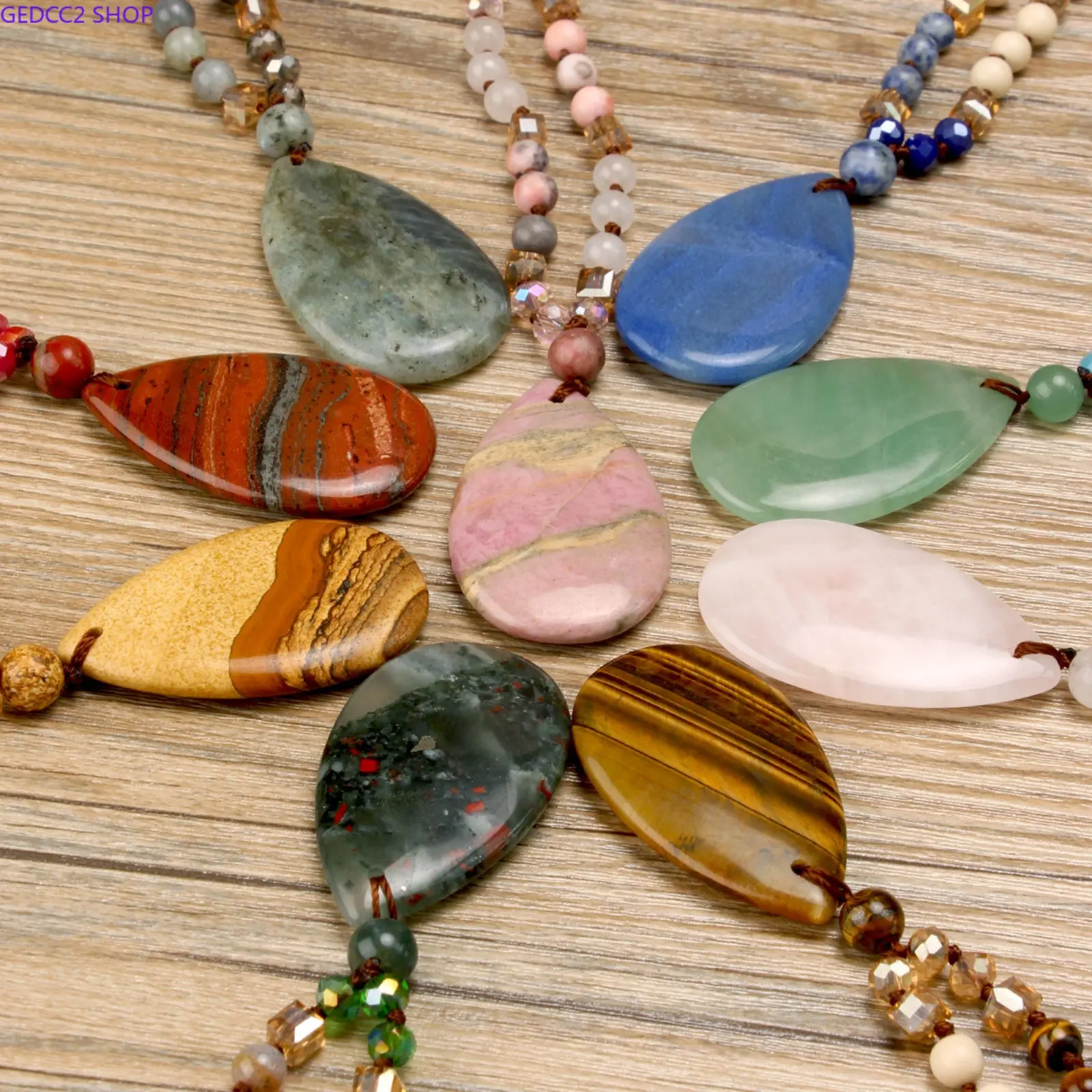 Women’s Natural Tiger Eye Stone Necklace, Handmade Teardrop Pendant Jewelry, Boho Gemstone Long Necklace for Daily Wear & Sweater Outfits