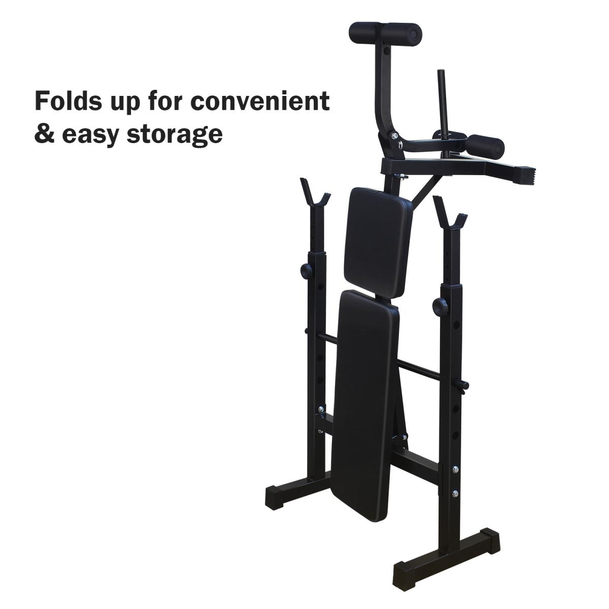 [Fahuac] Olympic Weight Bench with Adjustable Barbell Rack - 5-Level Height Adjustment, 330LBS Capacity, Foldable, Flat/Incline/Decline Positions, Home Gym Strength Training Bench.
