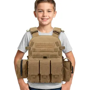 Kids Tactical Vest with MOLLE System, Adjustable Durable Cotton Vest for Outdoor Play, Airsoft, Paintball & Cosplay