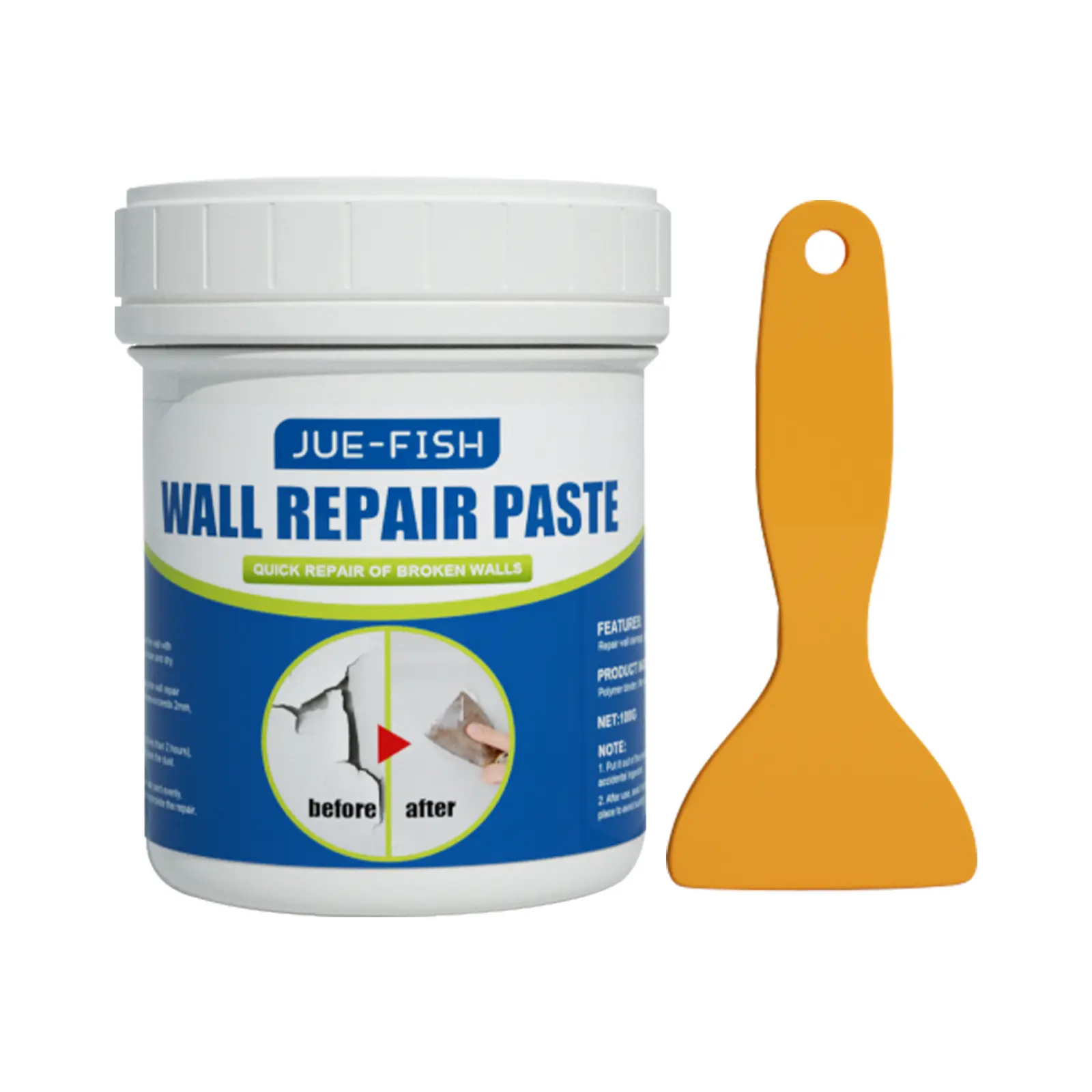Jue-Fish Wall Repair Paste, Covering Stain Repair Agent Wall Paint Off Moisture Proof Wall Paint Crack Repair Plaster