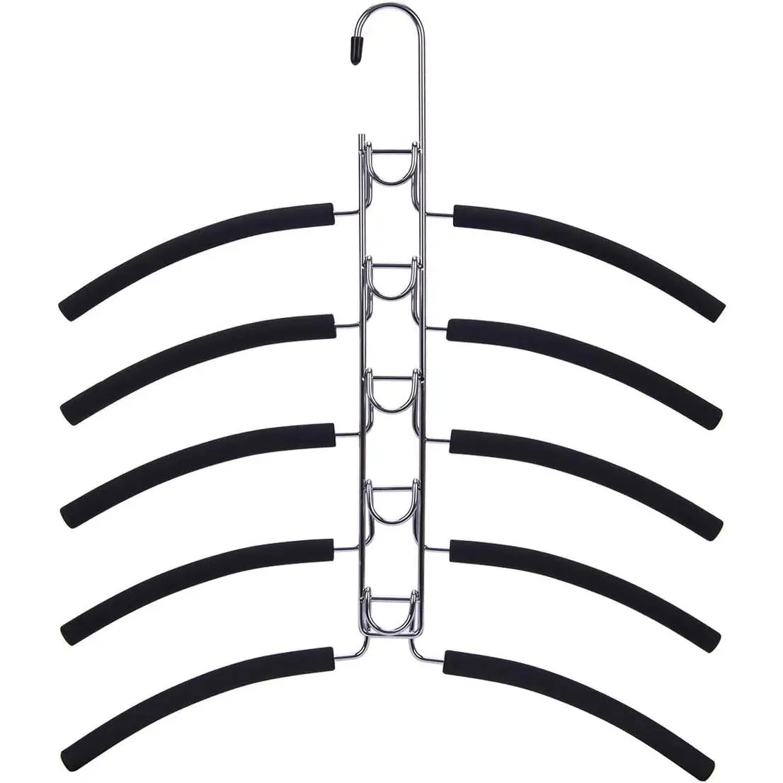No  Bump Multiple Sweater Coat Clothes Hangers,Multi Layers Space Saving T Shirt Blouse Rack(4 Pack Black Color)