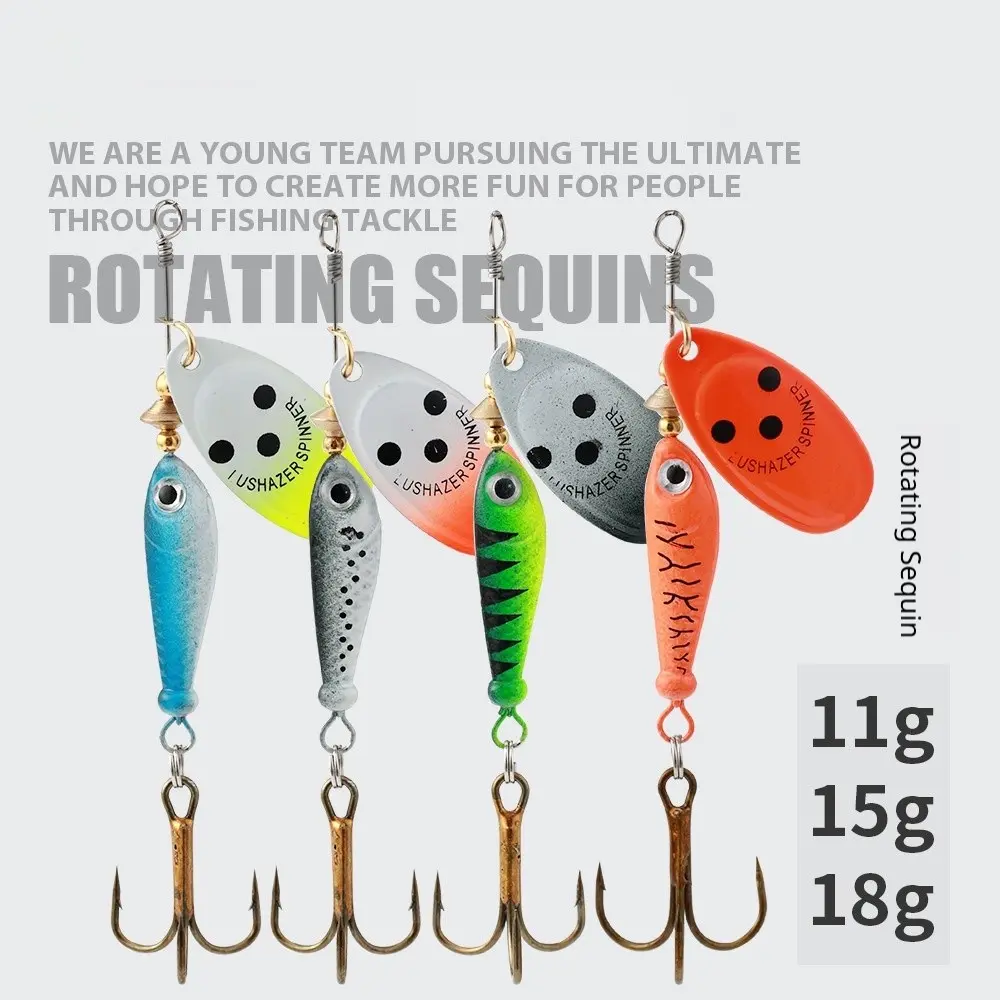 Rotating Spinner Spoon Lure 11g/15g/18g, Long Cast Metal Fishing Tackle for Bass, Snakehead Freshwater Saltwater Spinner metal lure, 11g 15g 18g spoon bait, long cast vibrating blade, full water depth tackle, bass snakehead fishing, reservoir sea fishing