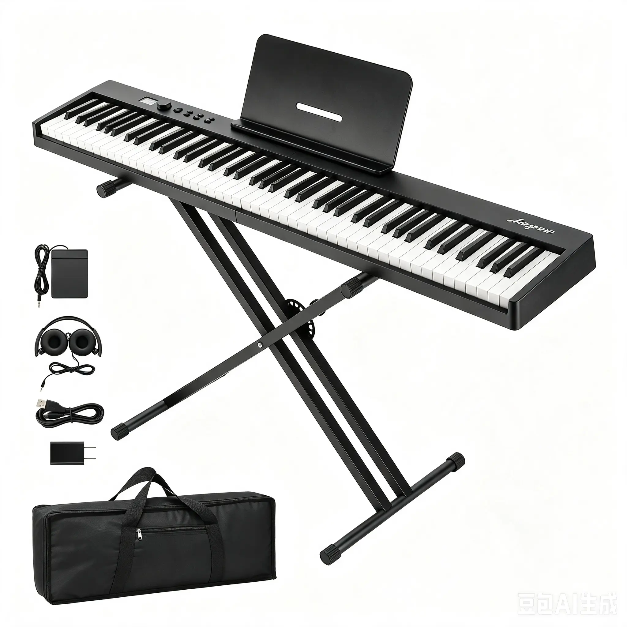 88 Keys Collapsible Foldable Digital Piano Keyboard, Full Size Touch Sensitive Weighted Keys, 128 Built-in Tones, MIDI Compatible, with Internal Speakers, Power Supply, Headphones and Storage Carry Bag for Beginners & Travel
