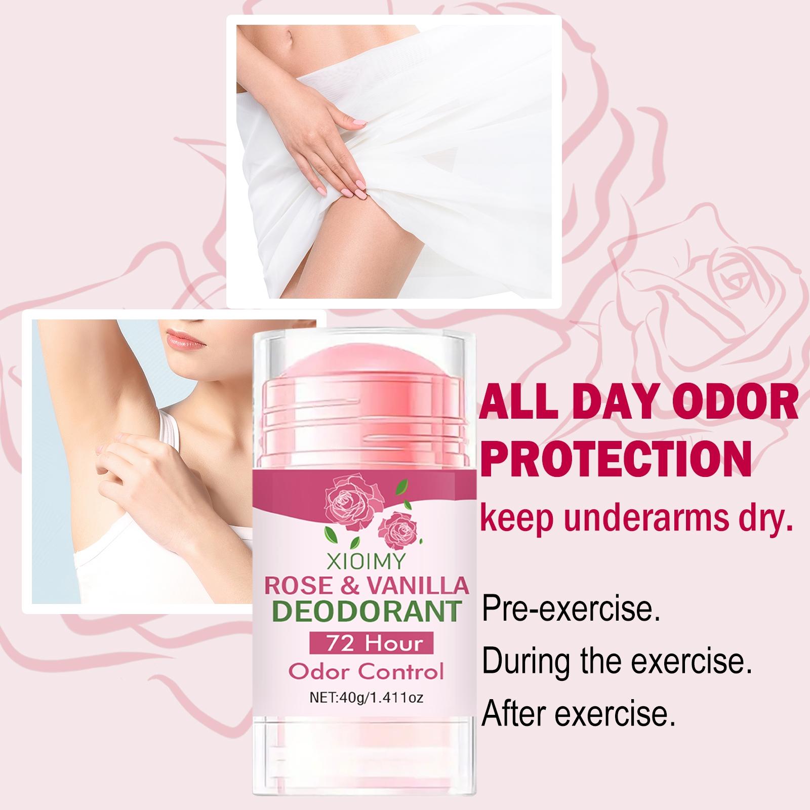 40g Rose Deodorant Stick with Vanilla & Hyaluronic Acid, Long-Lasting Nourishing Freshness, Suitable for Underarms, Body, Intimate Areas
