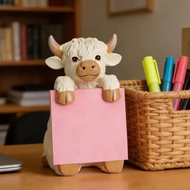 Cute Highland Cow Sticky Note Holder Desk Accessory Cute Office Desk Accessories Cute Accessories Desk