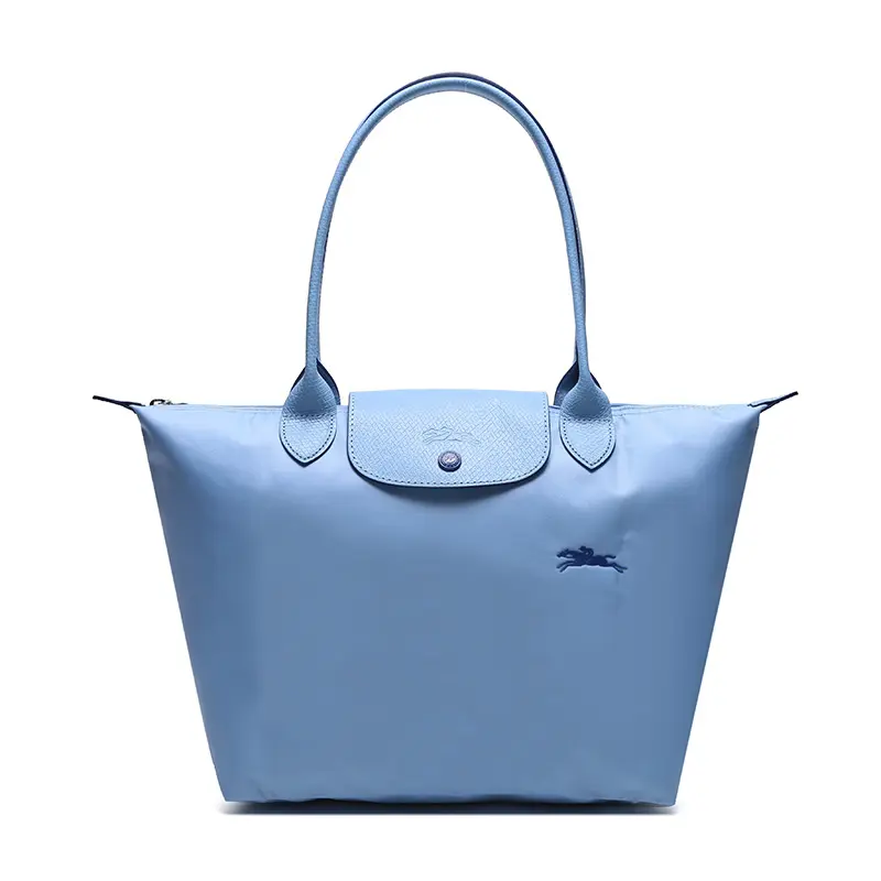Longchamp Le Pliage Club 28 Zippered Foldable Canvas Tote Bag for Women, Medium Size, Sky Blue