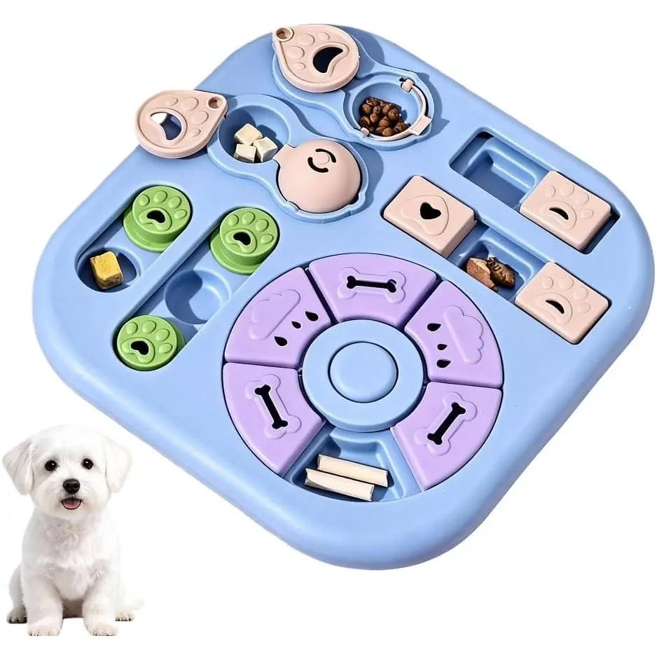 Interactive Cat Puzzle Toy & Treat Dispenser - Durable Construction Maze Slow Feeder, Behavioral Enrichment IQ Training Tool, Combats Boredom, Reduces Bloating, Prevents Gulping, Hassle-Free Cleaning (Light Blue)