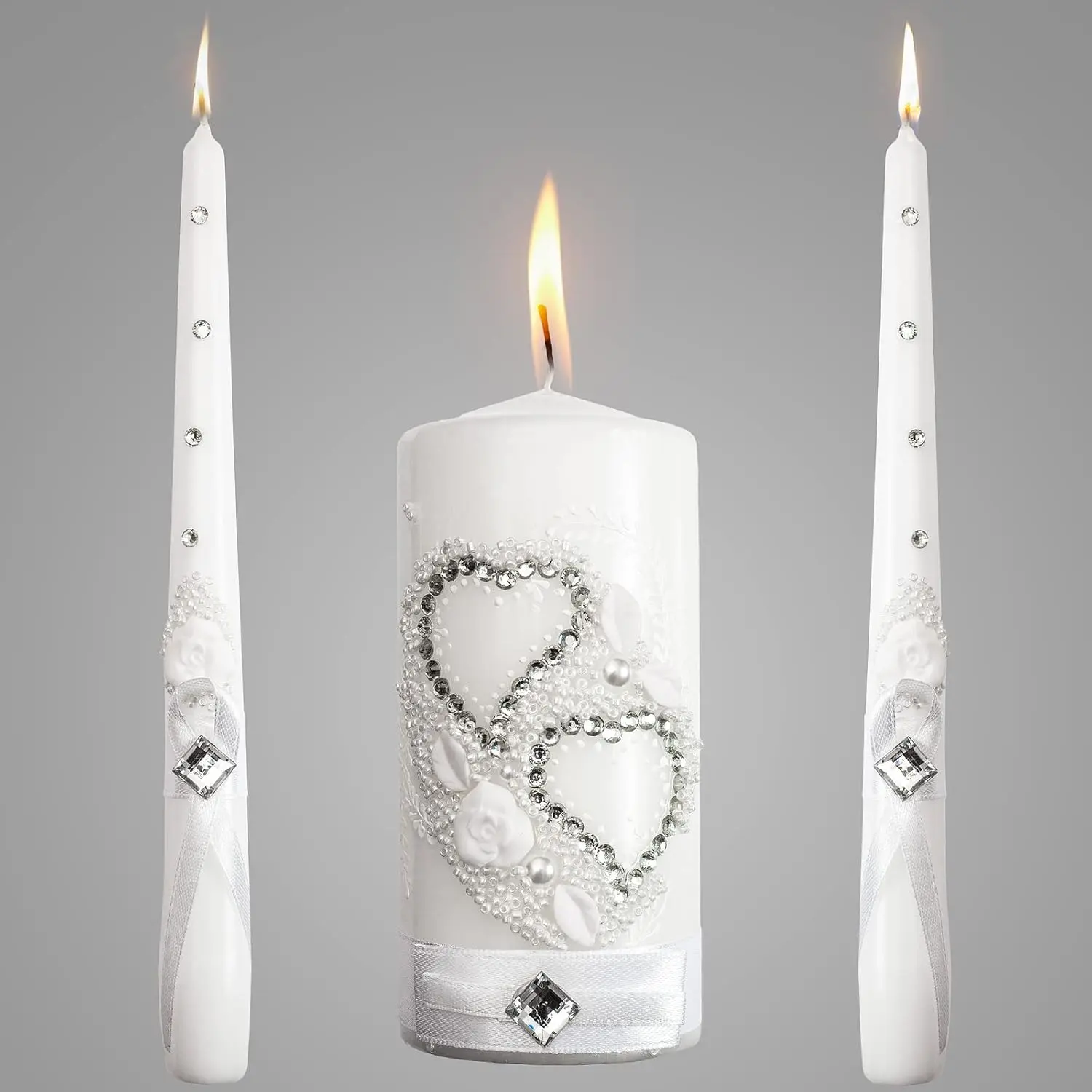 Wedding Candles for Ceremony - 6" Pillar 10" Taper Faith Hope Love Decorative Candle Set for Wedding Party