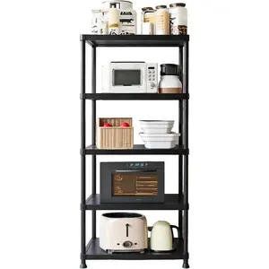 Plastic Storage Shelves, 70.2" H x 12" D x 24" W Plastic Shelves for Storage, 5-Tier Shelving Unit, Storage Rack, 330 lbs, Bathroom, Laundry, Garage & Home