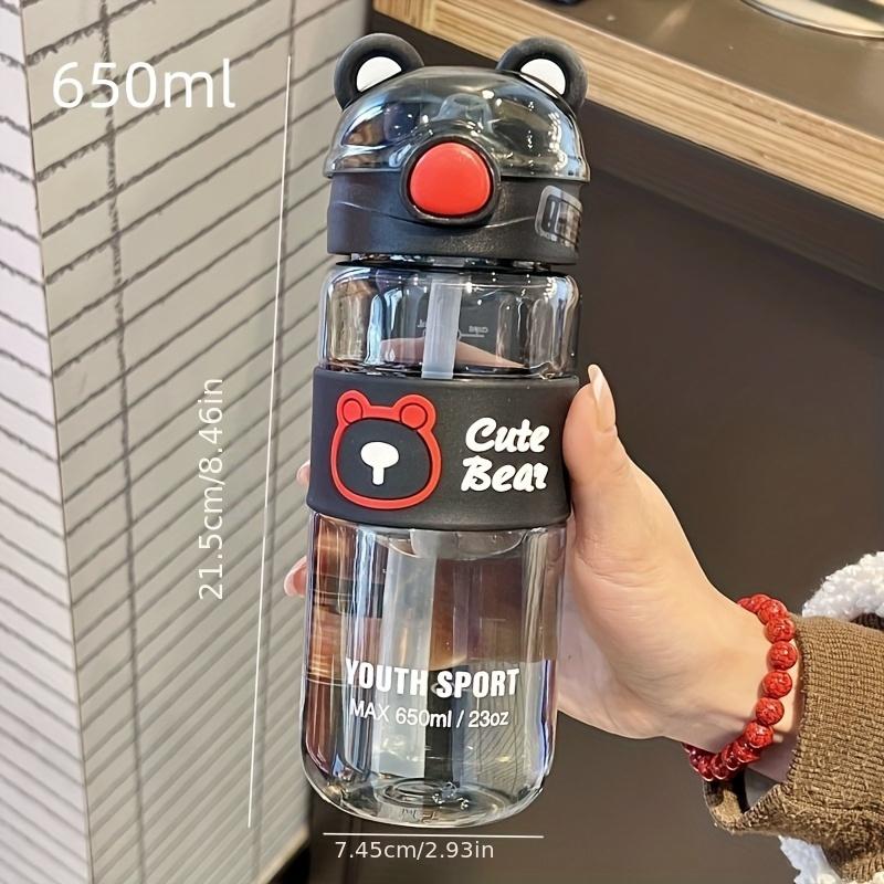 550ml/650ml Cute Bear Cartoon Portable Water Bottle with Straw, High-Value School Cup with Lifting Handle – Perfect for Summer/Winter Drinks, Outdoor Sports, Fitness, Travel, Camping,  Halloween & Christmas Gifts, Water Bottle For Girl and  Boy, Thermos
