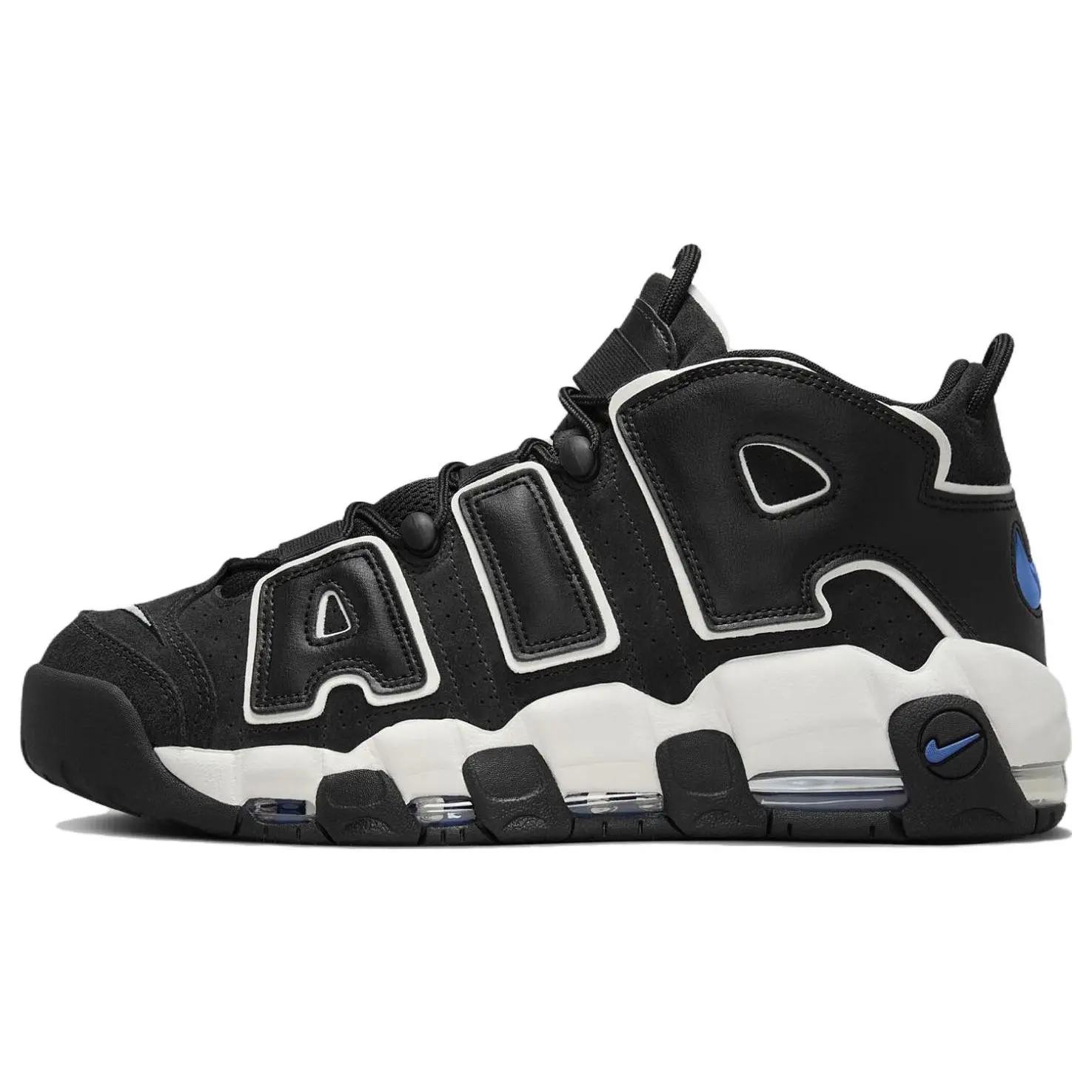 Nike Air More Uptempo Men’s Mid-Top Retro Basketball Shoes in Black and White Verifiable, with credentials and supporting global authentication