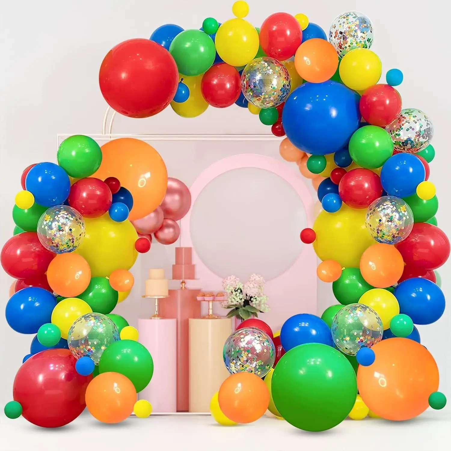 Colourful Rainbow Balloon Arch Kit - Balloon Garland for Fiesta Carnival Circus Birthday Bridal Party Wedding Anniversary DecorGift