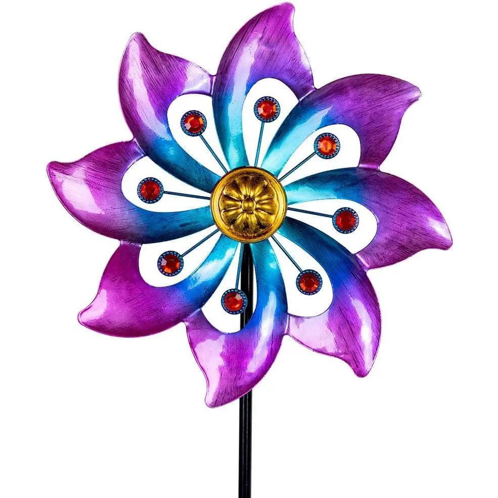 Wind Spinners Outdoor, 9.6" Dia*40" H Metal Garden Pinwheels, Kinetic Wind Spinners for Yard and Garden Lawn Art Decor ()