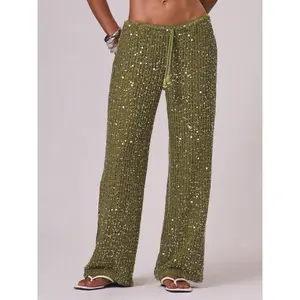 18ACTIVEKITWomen's Bohemian style beach pants, elegant summer sequined pants, fashionable holiday wear, women's casual pants