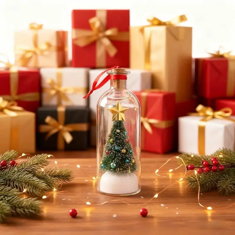 Personalized Christmas Tree Bottle Recorder, Permanent Sound Memory, Heartfelt Gift for Mom, Kids, Friends, Family, Unique Holiday Decoration
