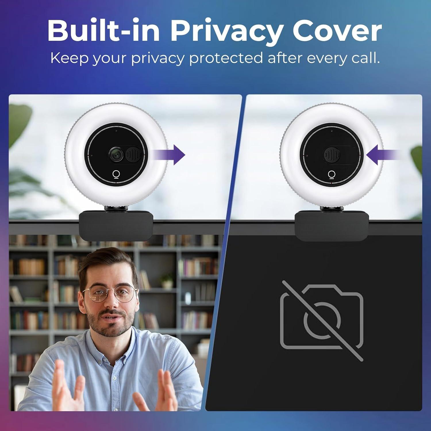 Webcam for PC with Microphone & Light & Cover, Web Camera for Desktop /Laptop//, USB Streaming Camera for Zoom/Skype/Teams/Video Calling/Studying and Conference Webcam for PC with Microphone & Light & Cover, Web Camera for Desktop /Laptop//, USB Streaming Camera for Zoom/Skype/Teams/Video Calling/Studying and Conference