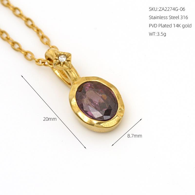 VEVE Twelve Birthstone Necklace For Women 12 Colors Zircon Pendant 316 Ornaments Women's Necklace