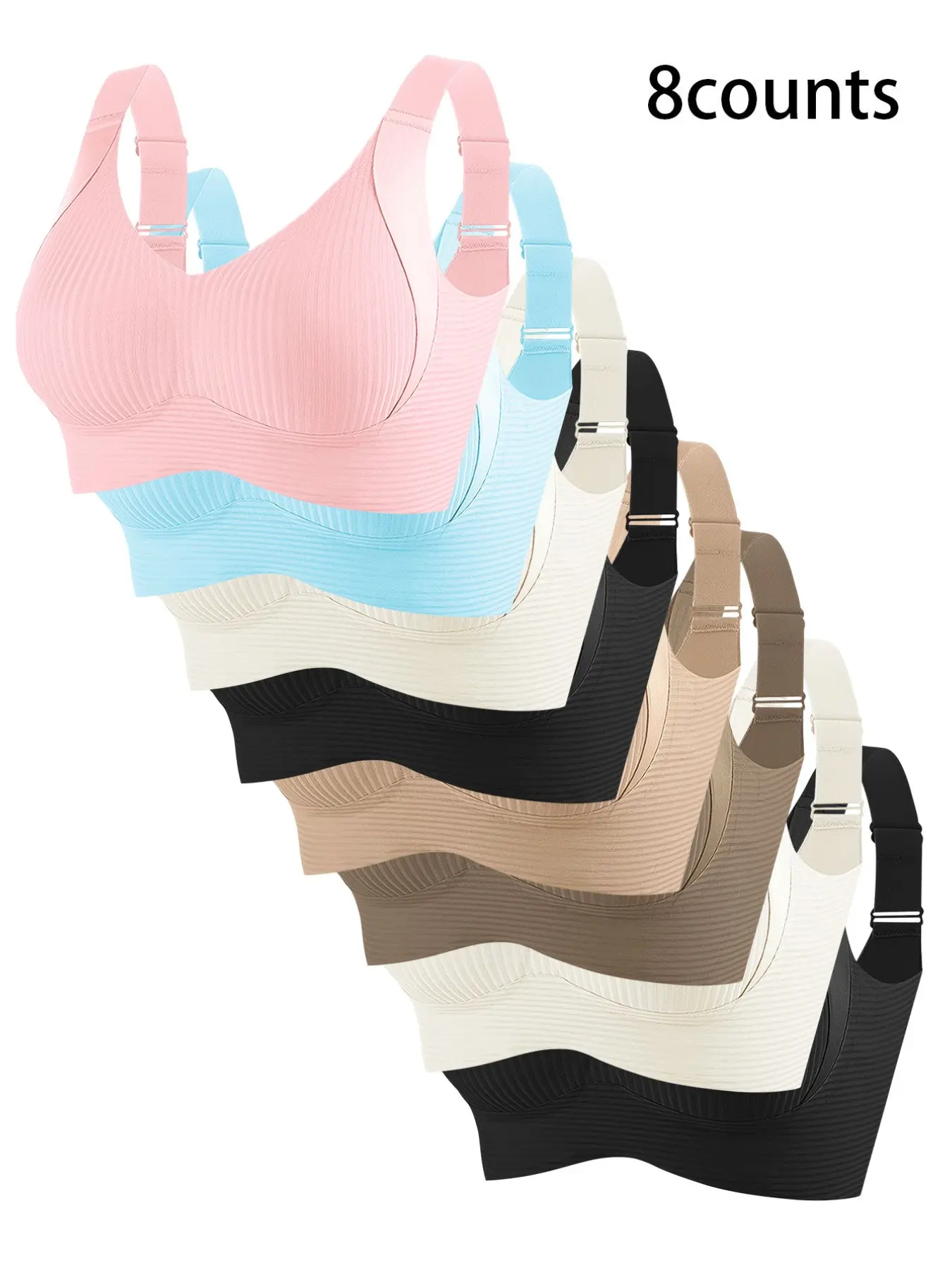 Women's Plain Multiway Bras Set Bra Pack, Soft Lightweight Design, Breathable Seamless Structure, Max Support, Casual Daily Wear
