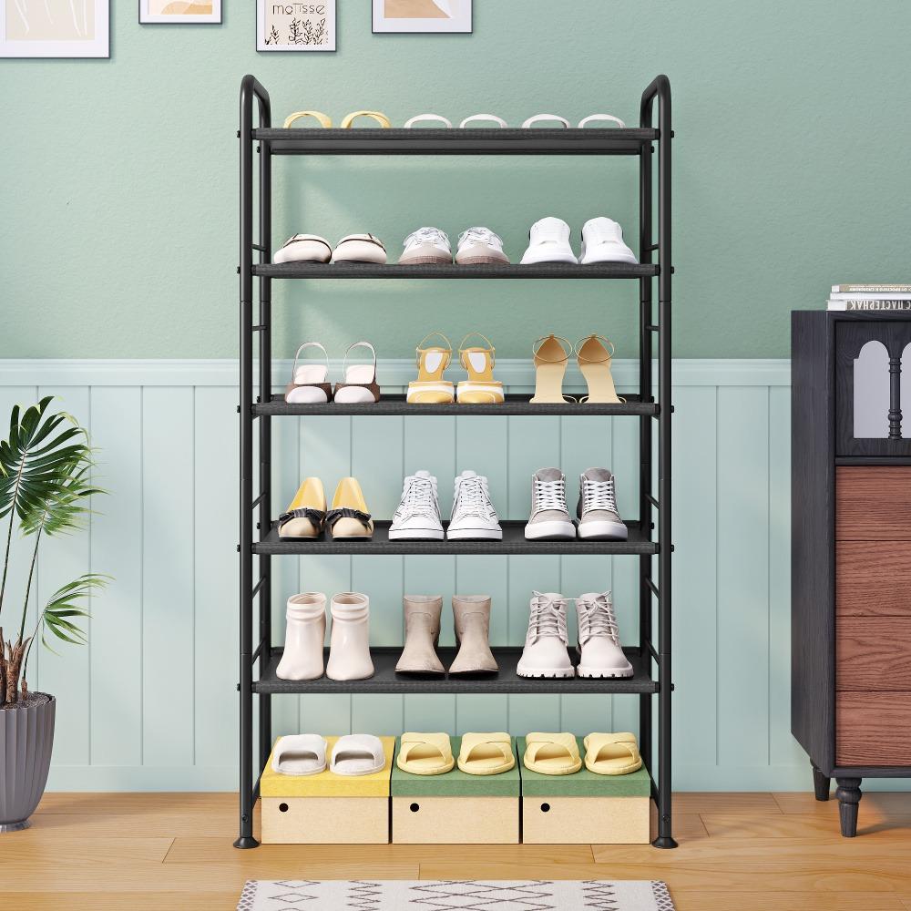SUOERNUO Adjustable Shoe Rack - 2-5 Tier Steel Organizer! Holds 8-20 pairs of shoes, boots, or sneakers. Non-slip, tool-free assembly, space-saving for small spaces. Durable & easy to clean—perfect for homes, dorms, or offices