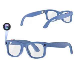 Blue AI Glasses, Smart Glasses, Glasses that record, with 2MP Camera, Anti-Shake Video Recording, UV400 lenses, 290 Mah Battery, AI Translation, Hands-Free Calls, Music Control, 3 Lenses Total