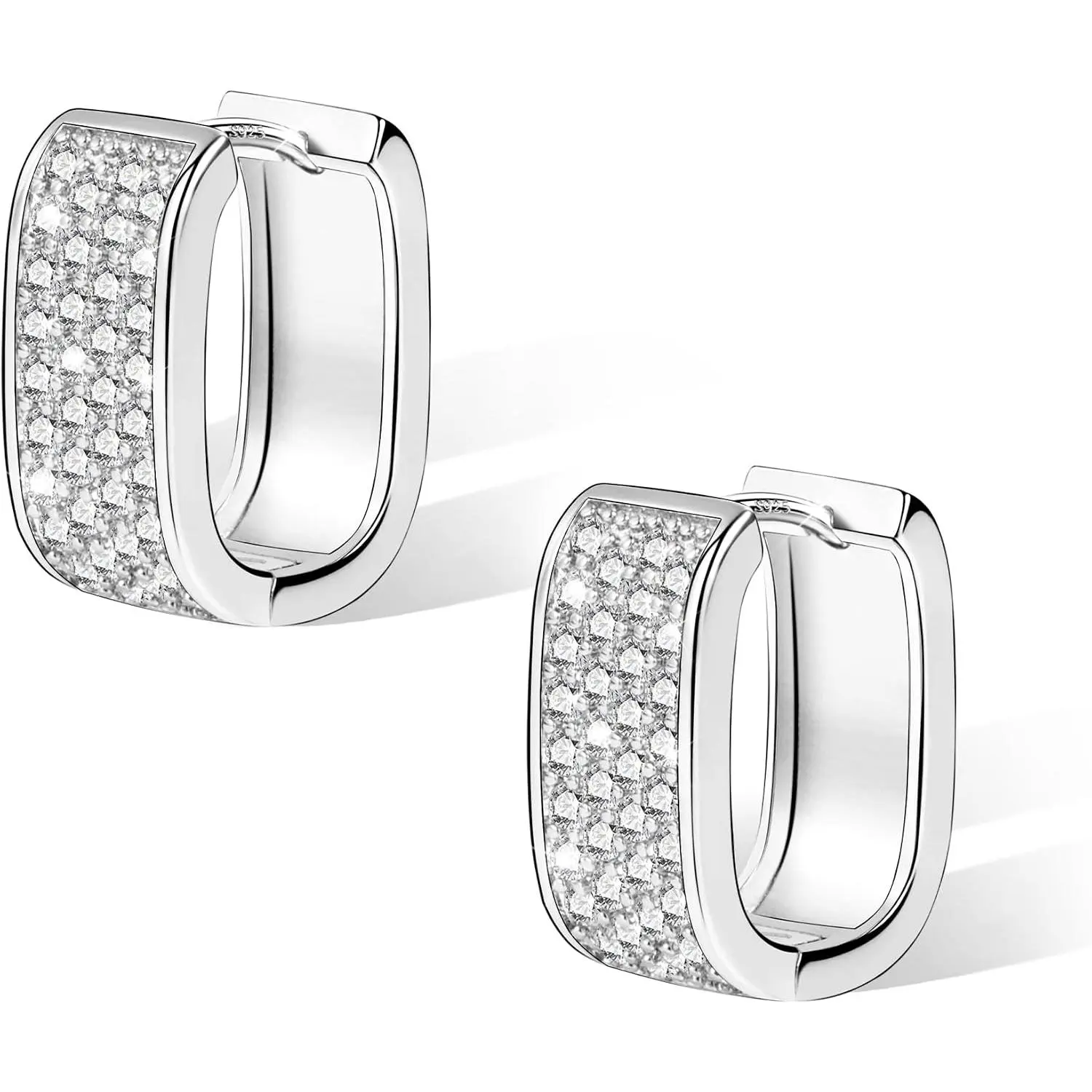 Silver Earrings  Women Small Chunky Silver Earrings Cubic Zirconia Small Hoop Earrings Silver Hypoallergenic Earrings Small Thick Huggie Hoops Earrings  Jewelry Gifts New model