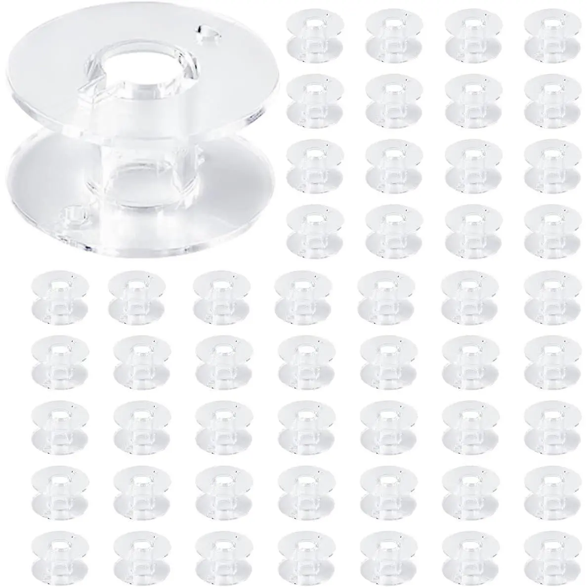 50 Pack Clear Plastic Sewing Machine Bobbins Class 15 Sewing Bobbins Compatible for   Janome  Machines Style SA156 Transparent Bobbins Spools Embroidery Bobbins Sewing Accessories