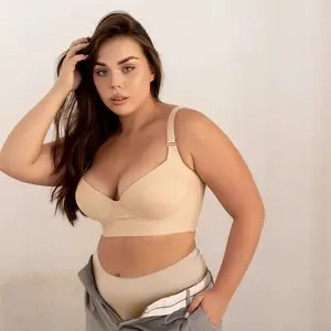 Women's Plus Size Seamless Deep V Underwire Bra for Small Busts Enhancing Volume Anti Sagging Sports Beautiful Back Bra