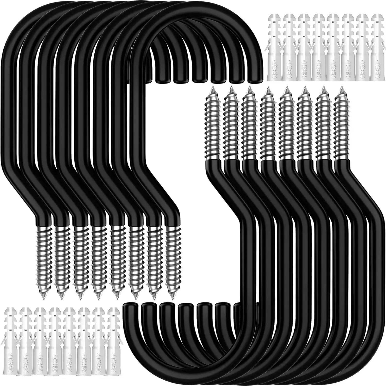 16-Pack Carbon Steel Heavy Duty Bike Hook, 100 LBS Loading Capacity, 6 in Rust Resistant Threaded Mount Bike Hook for Wall/Ceiling