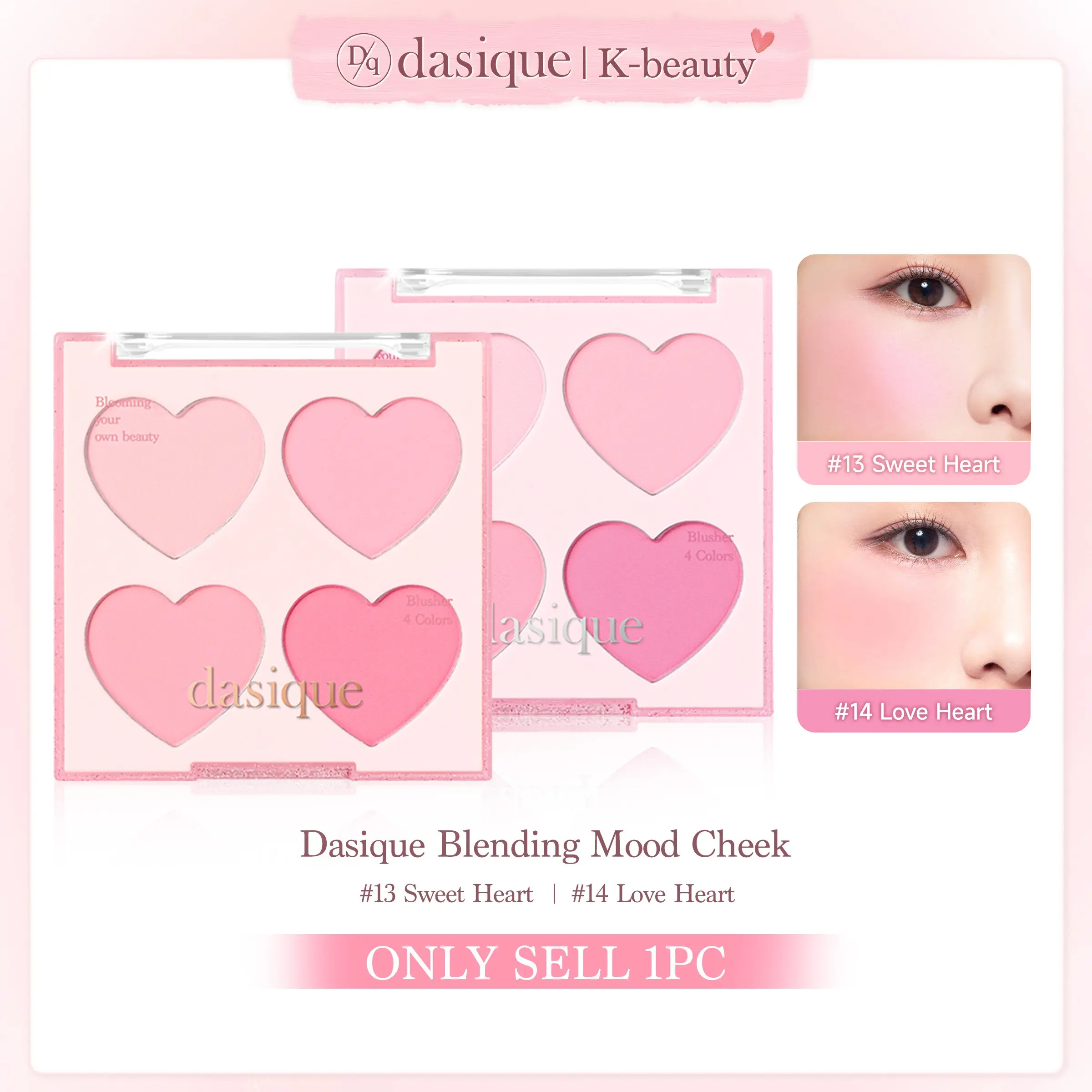 1 Pc DASIQUE 4-Color Blush Palette, Koreanmakeup, Smooth Powder, Natural Highlight, Matte Finish, Multiple Colors Available, Daily Use Make up, Effortless Beauty Versatile Makeup, Everyday Versatile Makeup