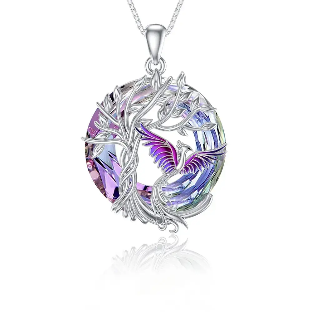 Crystal Phoenix Pendant Necklace for Women| Chain 18'' Pendant with Created Austrian Crystal| Hypoallergenic Jewelry Gift for Girlfriend,Mom, Wedding, Birthday, Anniversary Mother's Day| Eco-Friendly Luxury Jewelry