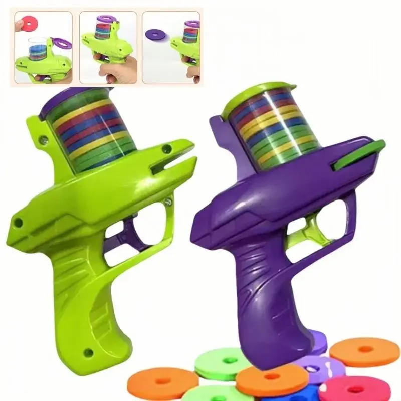 Kids EVA Foam Flying Disc Launcher Toy, Carrot Shape Soft Blaster, Outdoor Sports Game for Children Party Gifts