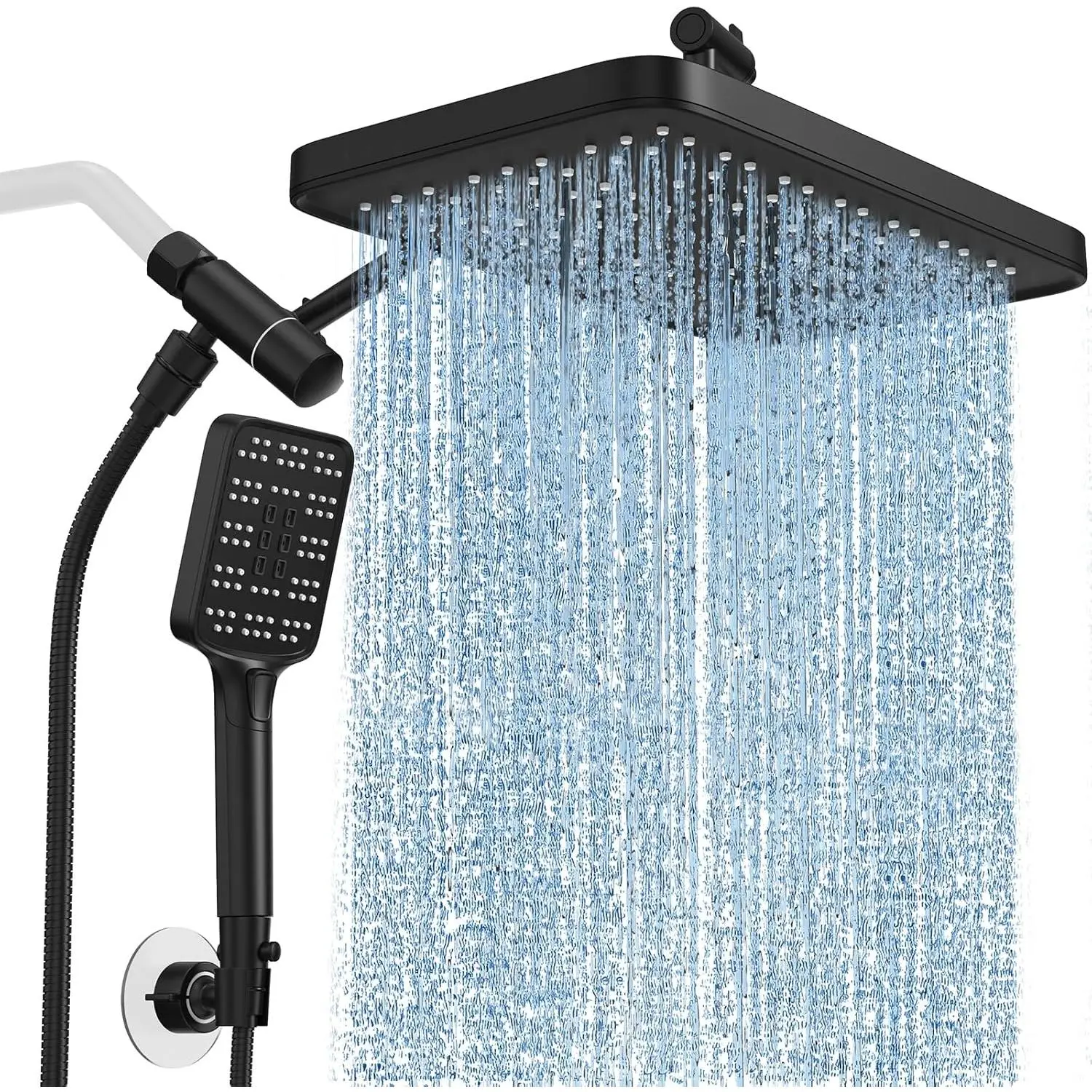 Rain Shower  with Handheld  Combo Set, Adjustable 12" Rainfall  Shower , Double&Tandem Shower , Waterfall Showerhead Bathroom -Matte Black