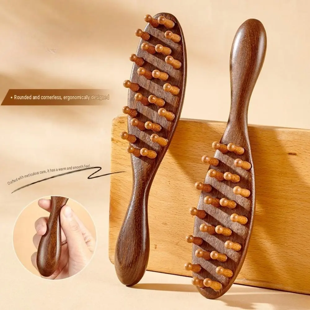 Sandalwood Wooden Brush for Microlocs & Dreadlocks, Wide Tooth Comb for Scalp Massage and Daily Loc Maintenance