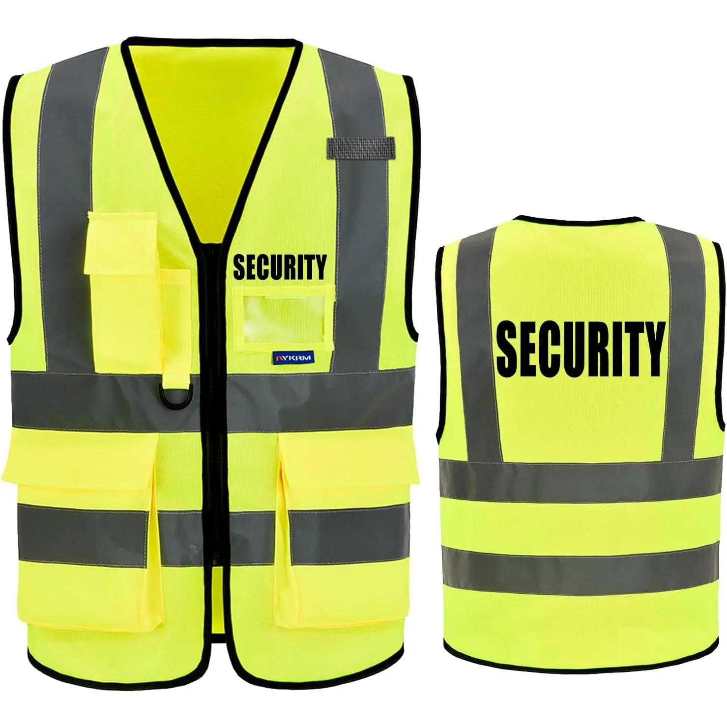 High Visibility Vest - Heavy-Duty Security Guard Equipment, 7-Pocket Design, Front Zipper, Sports & Outdoor Protective Gear