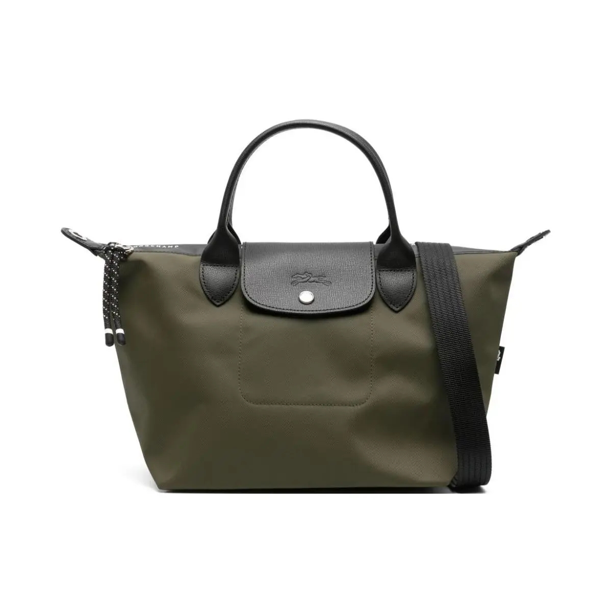 Longchamp Le Pliage Energy Tote Bag for Women – Structured, Zip-and-Snap Closure, Fabric-and-Leather, Olive Green