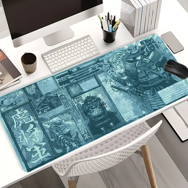 Blue Samurai Tiger Gaming Mouse Pad Extra Large Computer Mouse Pads for Desk xxl Mouse Pad for Laptop Big Mouse Pad Extended Mouse Pad with Non - Slip Rubber Base Stitched Edge for Home and Office